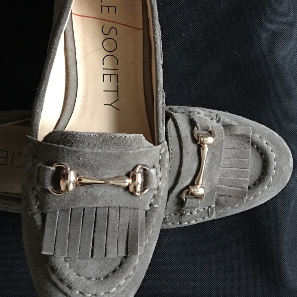 Ladies Grey Suede Leather Loafers